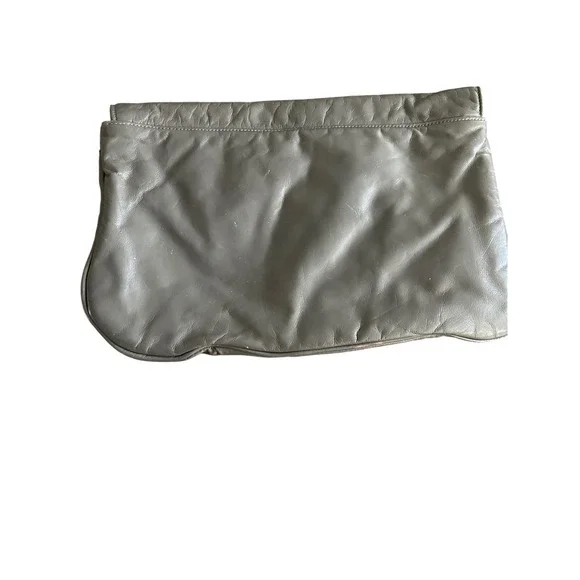 VTG 80s Anne Leather Fold Over Clutch Bag‎ Snake Trim Chain Detail - Picture 8 of 8